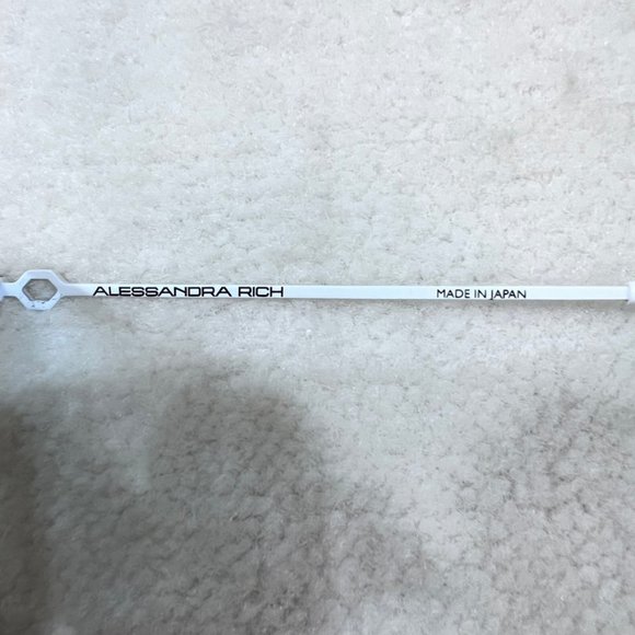 Alessandra Rich Linda Farrow Heart White Chain Blue Rectangular Lens Sunglasses - Picture 7 of 9